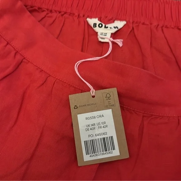 BODEN NWT Pull-on Linen Tiered Skirt in Red/Orange Size 4 — Summer Staple!!! - Picture 5 of 6